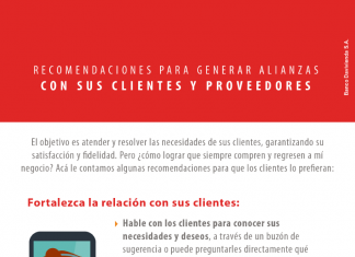 Recomendaciones para generar alianzas ganadoras con sus clientes y proveedores Recomendaciones para generar alianzas con sus clientes y proveedores